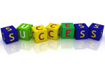 Play bricks spelling out success